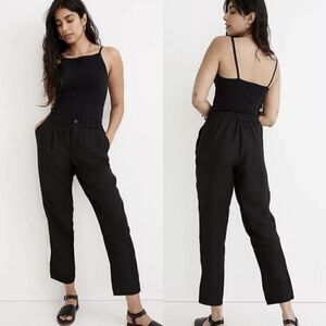 Madewell Tall Linen-Blend Pull-On Tapered Pants Size Small